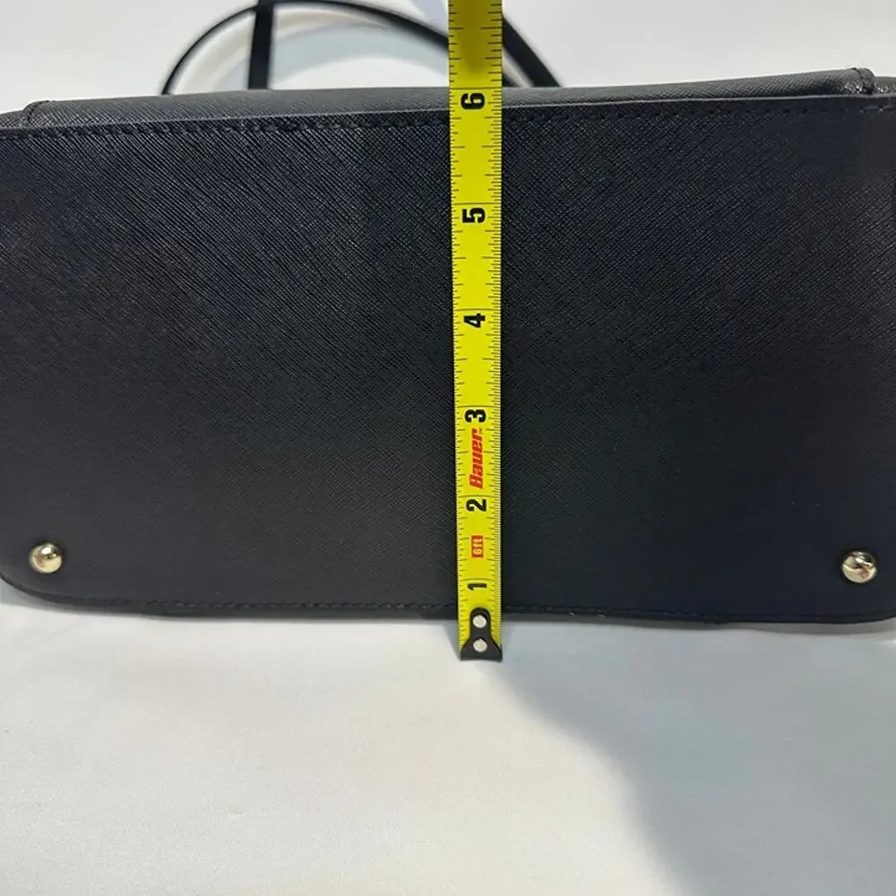 Karl Lagerfeld Black Saffiano Leather Tote Handbag Purse - Adjustable Straps - Picture 6 of 12